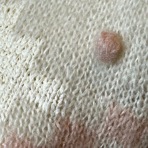 FIA Italia vintage pink and cream crew neck sweater with Pom Poms size S - Picture 16 of 16